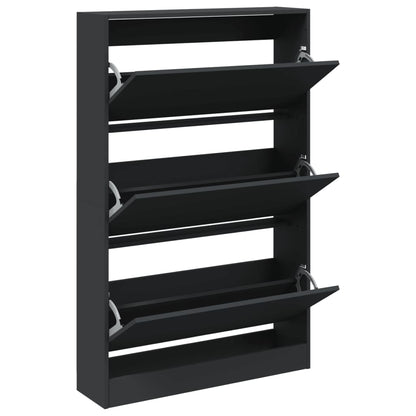 Schoenenkast 80X21X125,5 Cm Bewerkt Hout Zwart 80 x 21 x 125.5 cm
