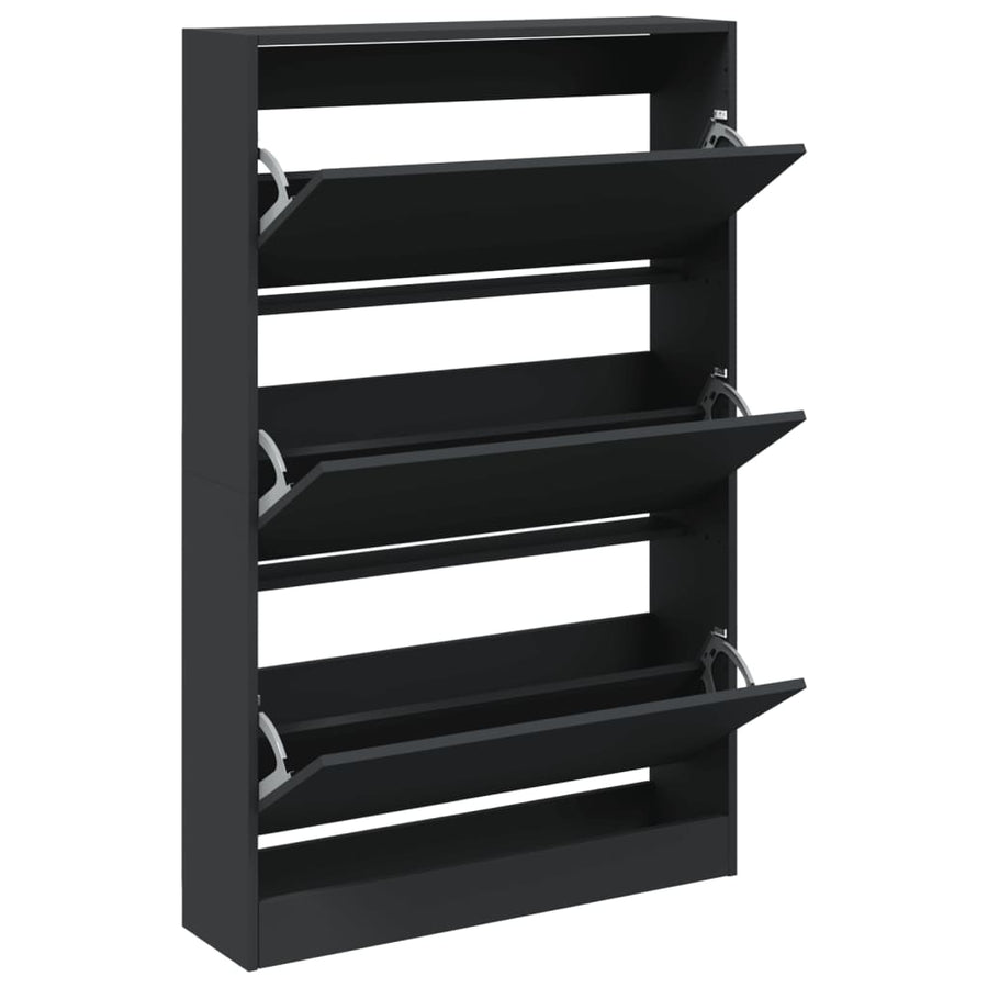Schoenenkast 80X21X125,5 Cm Bewerkt Hout Zwart 80 x 21 x 125.5 cm