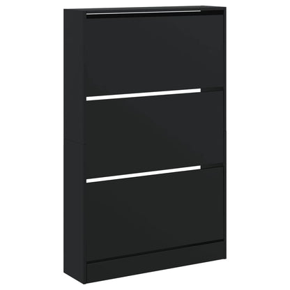Schoenenkast 80X21X125,5 Cm Bewerkt Hout Zwart 80 x 21 x 125.5 cm