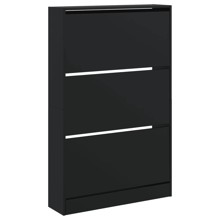 Schoenenkast 80X21X125,5 Cm Bewerkt Hout Zwart 80 x 21 x 125.5 cm
