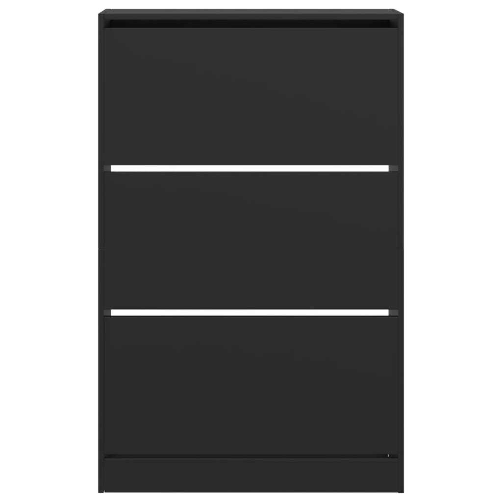 Schoenenkast 80X21X125,5 Cm Bewerkt Hout Zwart 80 x 21 x 125.5 cm
