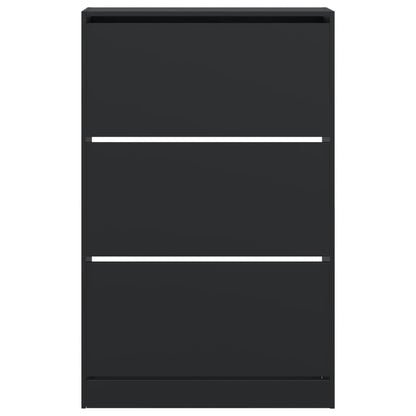 Schoenenkast 80X21X125,5 Cm Bewerkt Hout Zwart 80 x 21 x 125.5 cm