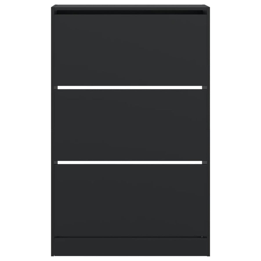 Schoenenkast 80X21X125,5 Cm Bewerkt Hout Zwart 80 x 21 x 125.5 cm