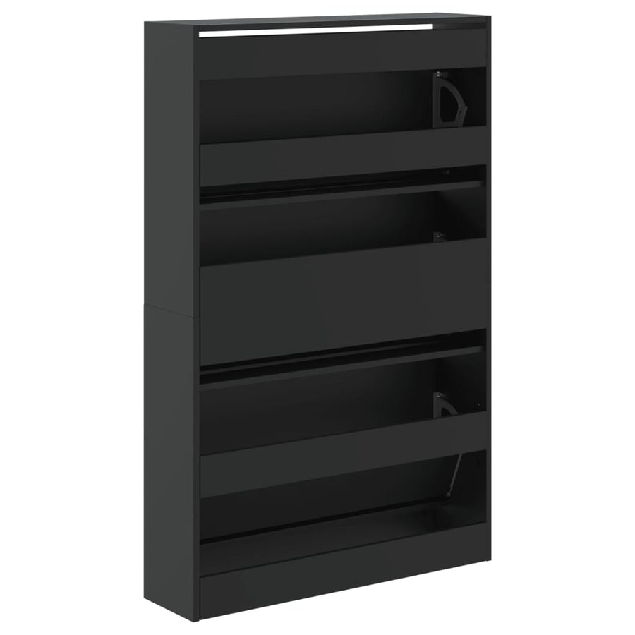 Schoenenkast 80X21X125,5 Cm Bewerkt Hout Zwart 80 x 21 x 125.5 cm