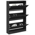 Schoenenkast 80x21x125,5 cm bewerkt hout zwart