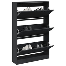 Schoenenkast 80X21X125,5 Cm Bewerkt Hout Zwart 80 x 21 x 125.5 cm