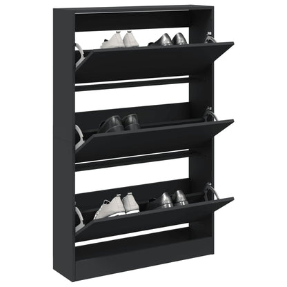 Schoenenkast 80X21X125,5 Cm Bewerkt Hout Zwart 80 x 21 x 125.5 cm