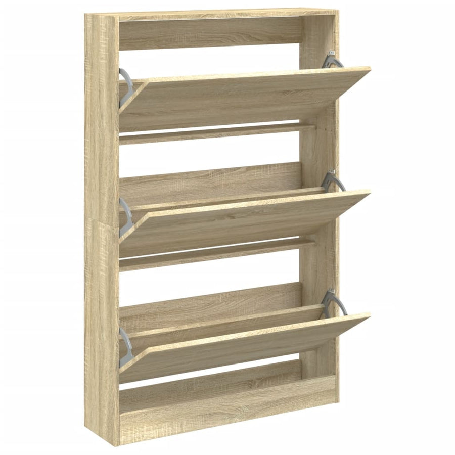 Schoenenkast 80X2X25,5 Cm Bewerkt Hout Kleurig Sonoma Eiken 80 x 21 x 125.5 cm