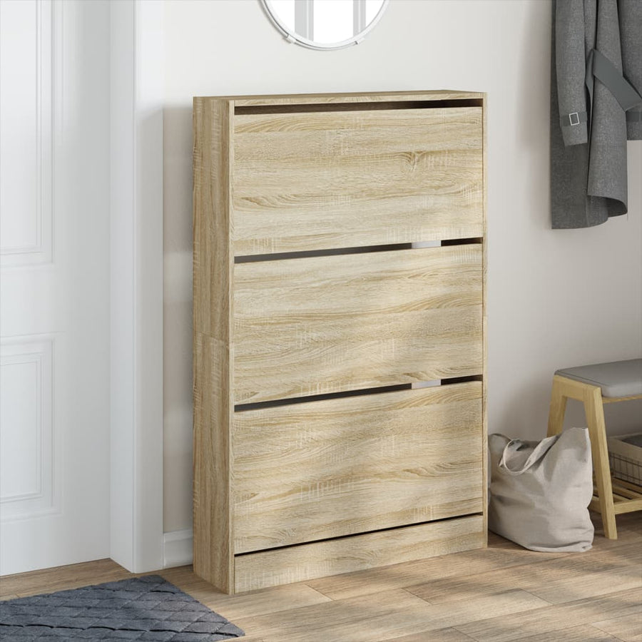 Schoenenkast 80X2X25,5 Cm Bewerkt Hout Kleurig Sonoma Eiken 80 x 21 x 125.5 cm