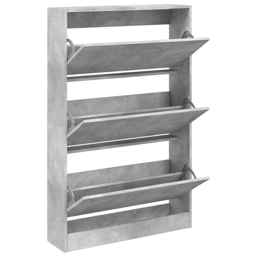 Schoenenkast 80X2X25,5 Cm Bewerkt Hout Betongrijs 80 x 21 x 125.5 cm