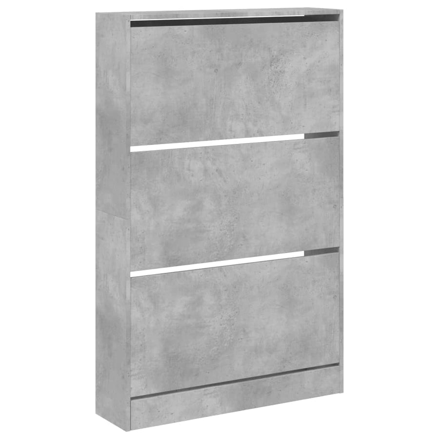 Schoenenkast 80X2X25,5 Cm Bewerkt Hout Betongrijs 80 x 21 x 125.5 cm
