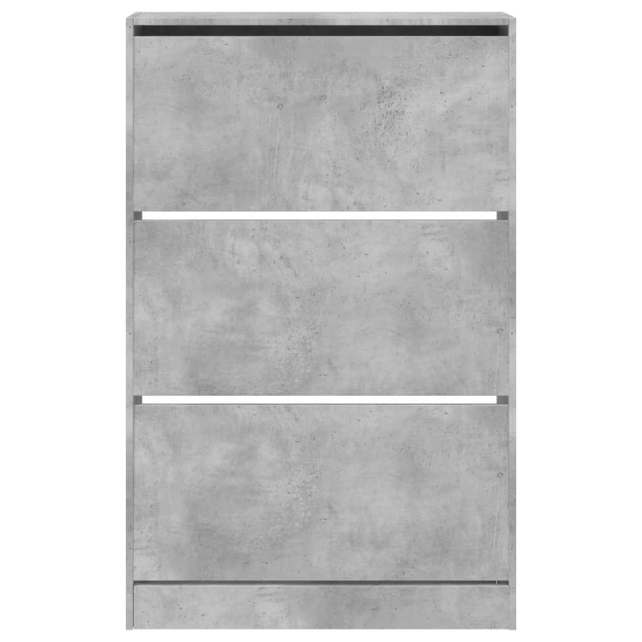 Schoenenkast 80X2X25,5 Cm Bewerkt Hout Betongrijs 80 x 21 x 125.5 cm