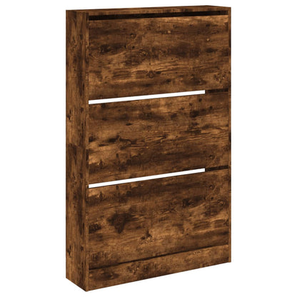 Schoenenkast 80X2X25,5 Cm Bewerkt Hout Kleurig Gerookt Eiken 80 x 21 x 125.5 cm