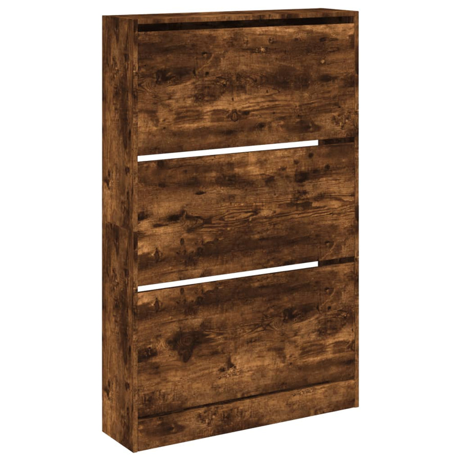 Schoenenkast 80X2X25,5 Cm Bewerkt Hout Kleurig Gerookt Eiken 80 x 21 x 125.5 cm