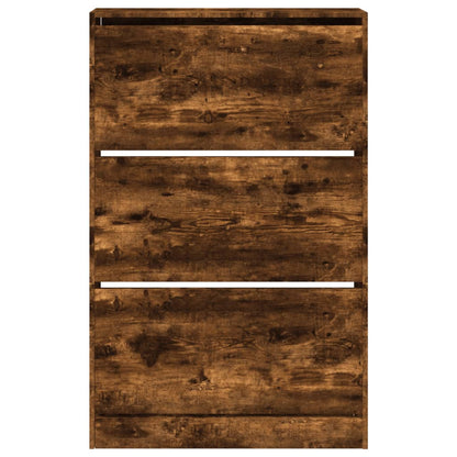 Schoenenkast 80X2X25,5 Cm Bewerkt Hout Kleurig Gerookt Eiken 80 x 21 x 125.5 cm