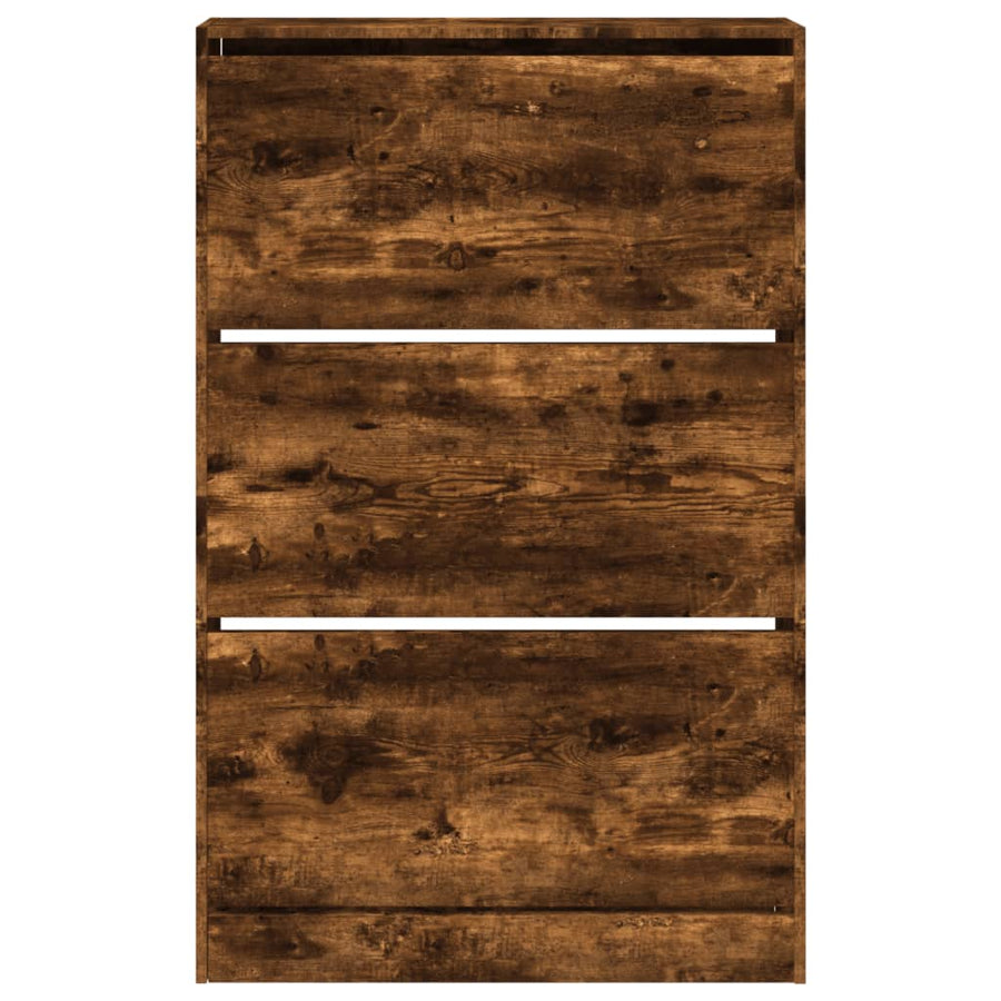 Schoenenkast 80X2X25,5 Cm Bewerkt Hout Kleurig Gerookt Eiken 80 x 21 x 125.5 cm