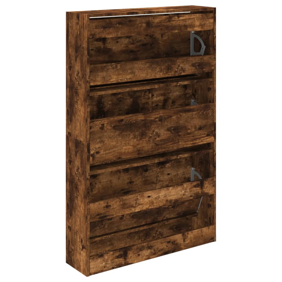 Schoenenkast 80X2X25,5 Cm Bewerkt Hout Kleurig Gerookt Eiken 80 x 21 x 125.5 cm