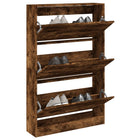 Schoenenkast 80x21x125,5 cm bewerkt hout gerookt eiken