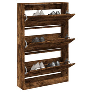 Schoenenkast 80x21x125,5 cm bewerkt hout gerookt eiken