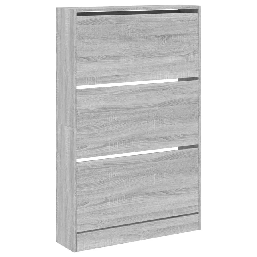Schoenenkast 80X2X25,5 Cm Bewerkt Hout Eiken Grijs Sonoma 80 x 21 x 125.5 cm