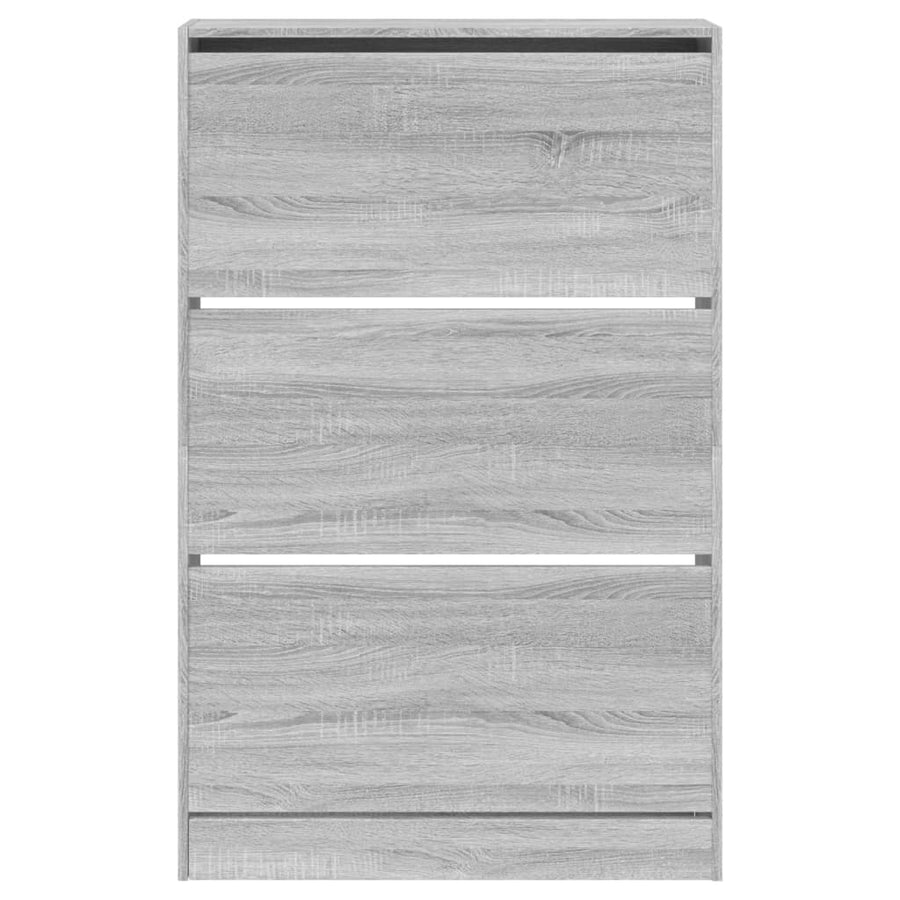 Schoenenkast 80X2X25,5 Cm Bewerkt Hout Eiken Grijs Sonoma 80 x 21 x 125.5 cm