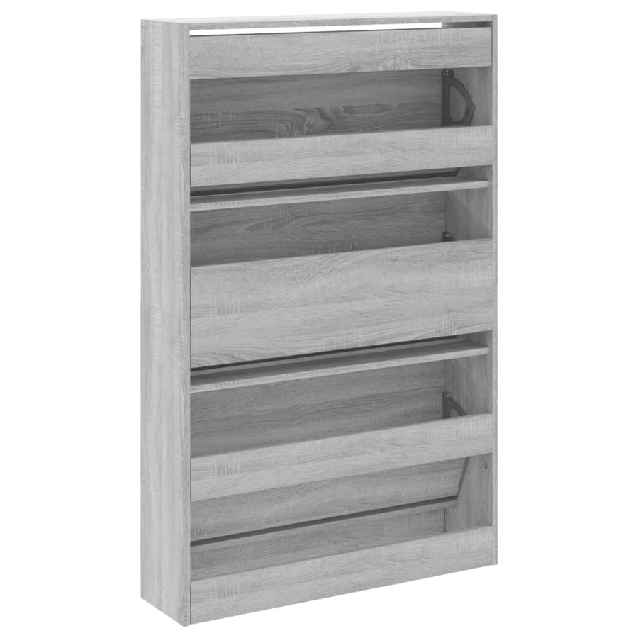Schoenenkast 80X2X25,5 Cm Bewerkt Hout Eiken Grijs Sonoma 80 x 21 x 125.5 cm