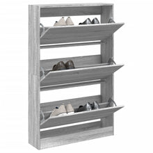 Schoenenkast 80X2X25,5 Cm Bewerkt Hout Eiken Grijs Sonoma 80 x 21 x 125.5 cm