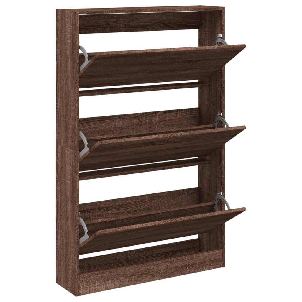 Schoenenkast 80X21X125,5 Cm Bewerkt Hout Bruin Eikenkleur 80 x 21 x 125.5 cm