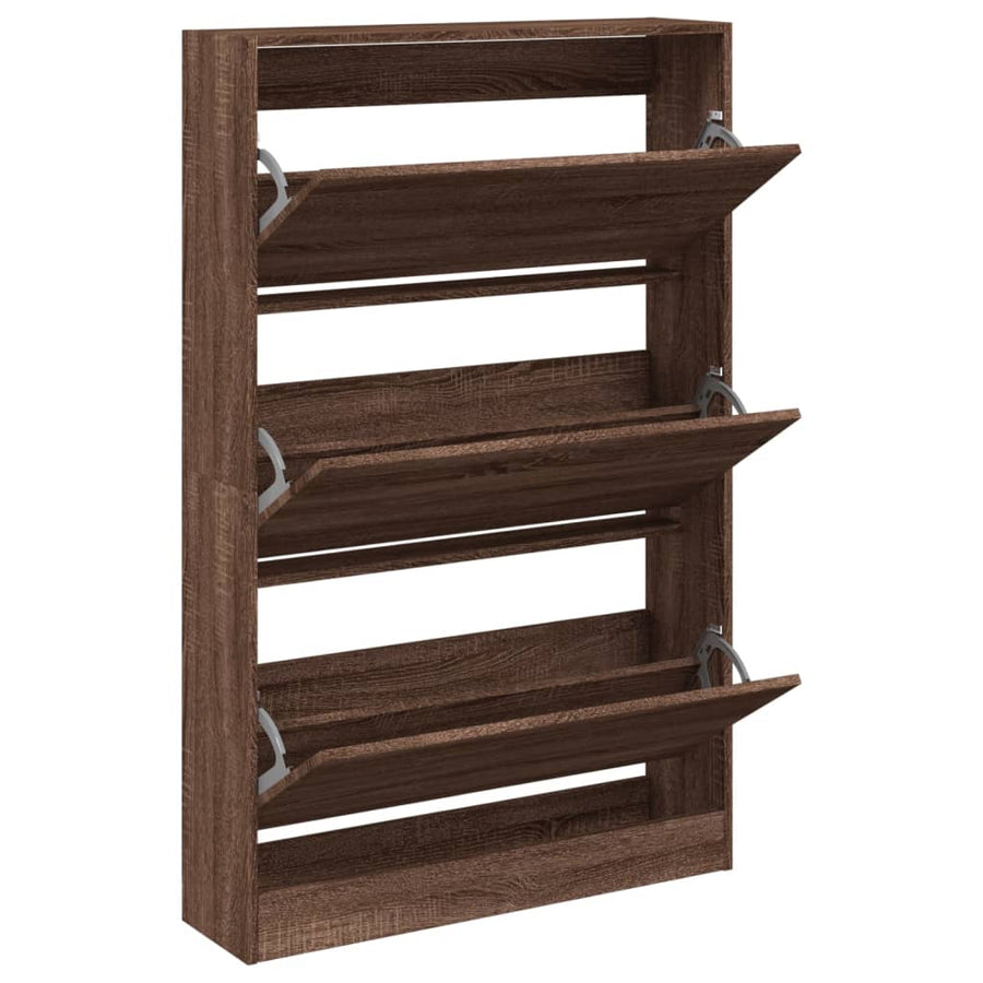 Schoenenkast 80X21X125,5 Cm Bewerkt Hout Bruin Eikenkleur 80 x 21 x 125.5 cm