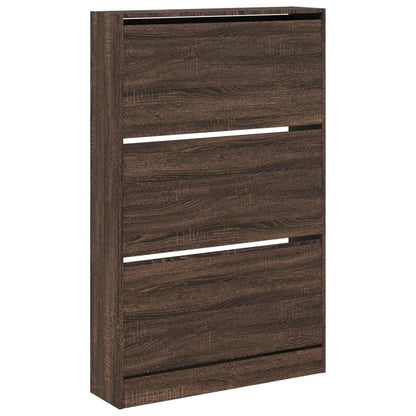Schoenenkast 80X21X125,5 Cm Bewerkt Hout Bruin Eikenkleur 80 x 21 x 125.5 cm
