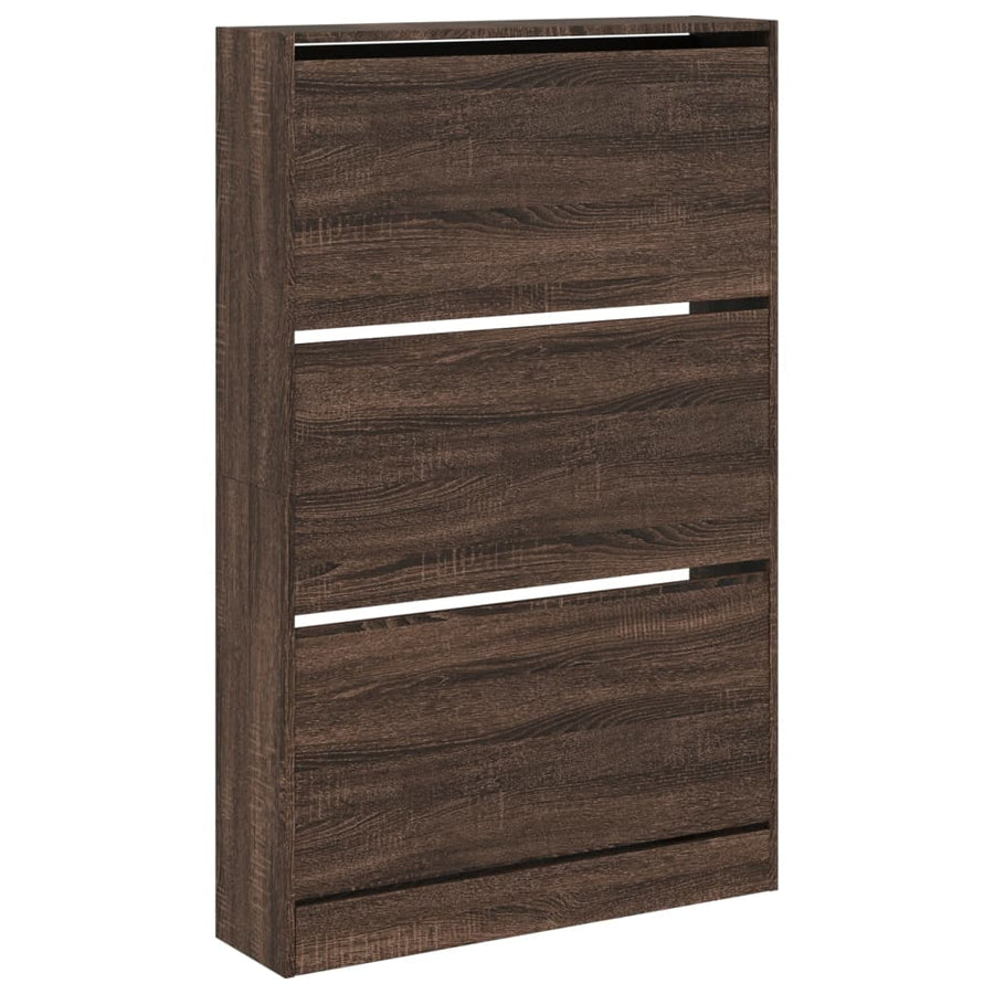 Schoenenkast 80X21X125,5 Cm Bewerkt Hout Bruin Eikenkleur 80 x 21 x 125.5 cm