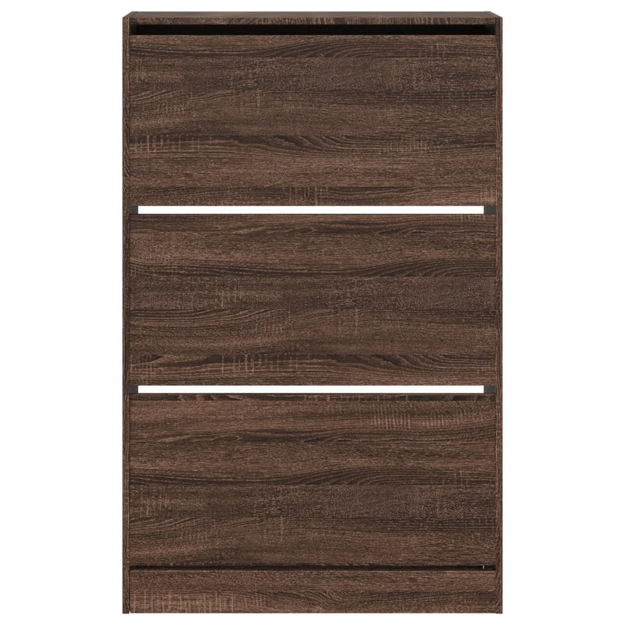 Schoenenkast 80X21X125,5 Cm Bewerkt Hout Bruin Eikenkleur 80 x 21 x 125.5 cm