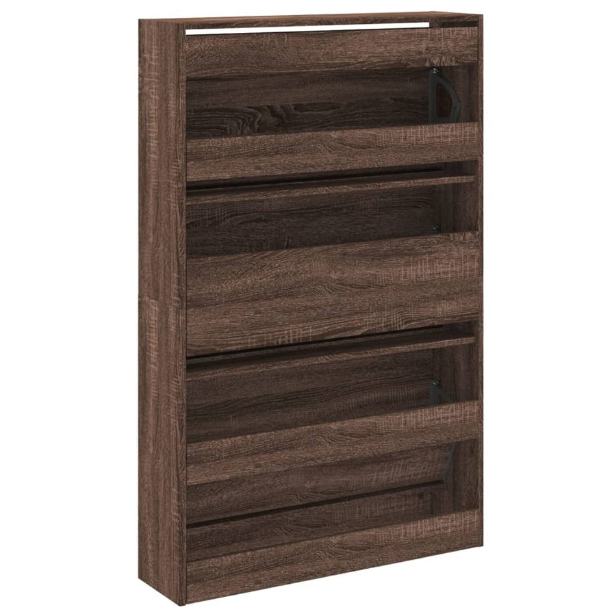 Schoenenkast 80X21X125,5 Cm Bewerkt Hout Bruin Eikenkleur 80 x 21 x 125.5 cm