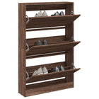 Schoenenkast 80x21x125,5 cm bewerkt hout bruin