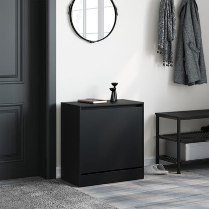 Schoenenkast 60X34X63,5 Cm Bewerkt Hout Zwart 60 x 34 x 63.5 cm