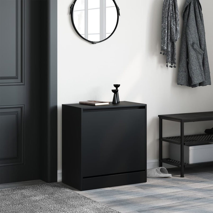 Schoenenkast 60X34X63,5 Cm Bewerkt Hout Zwart 60 x 34 x 63.5 cm