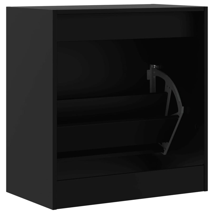 Schoenenkast 60X34X63,5 Cm Bewerkt Hout Zwart 60 x 34 x 63.5 cm