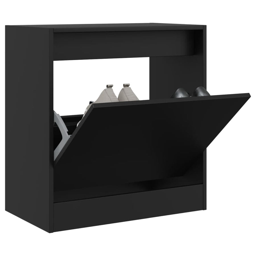 Schoenenkast 60X34X63,5 Cm Bewerkt Hout Zwart 60 x 34 x 63.5 cm
