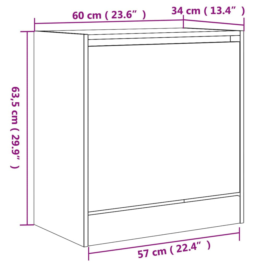 Schoenenkast 60X34X63,5 Cm Bewerkt Hout Kleurig Sonoma Eiken 60 x 34 x 63.5 cm