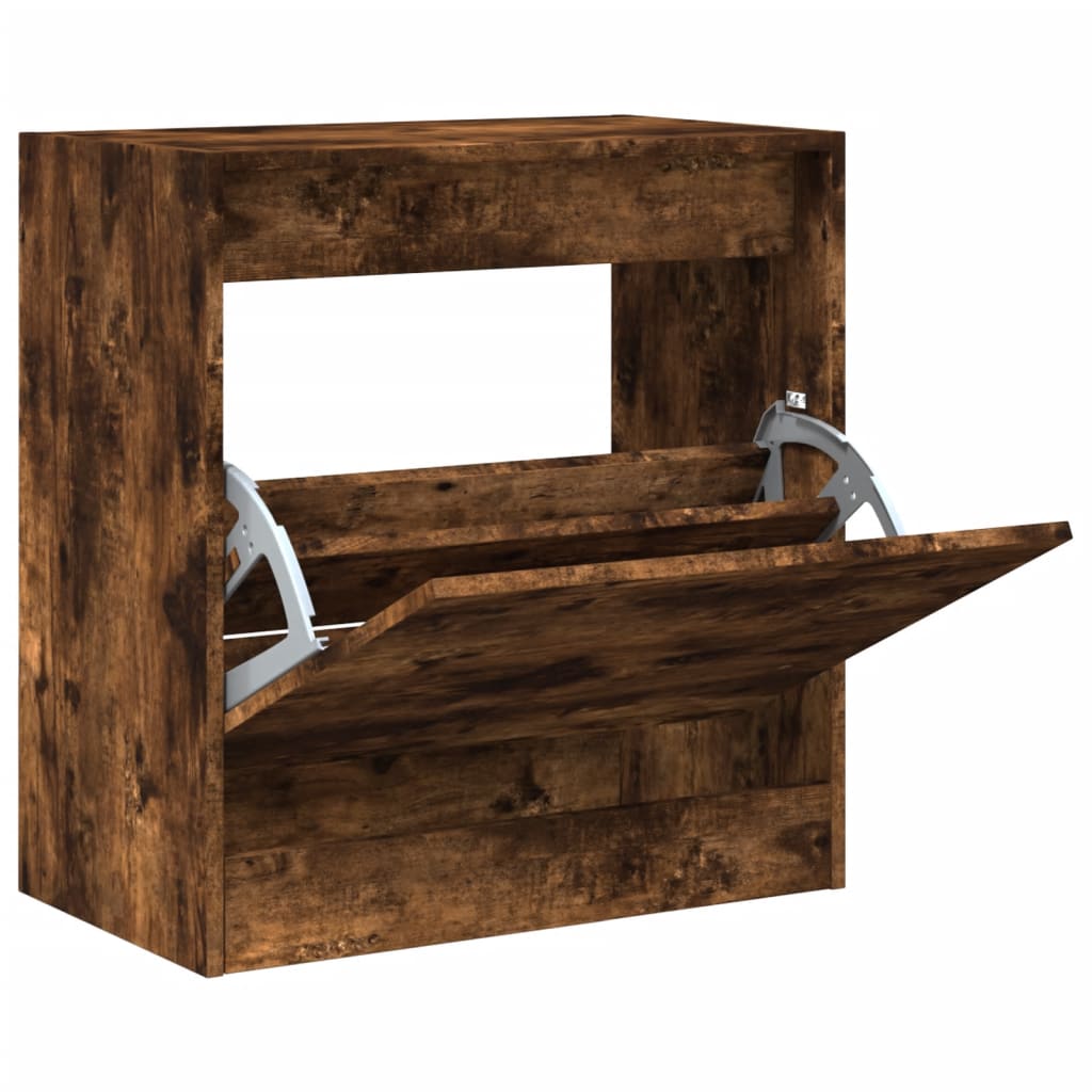 Schoenenkast 60X34X63,5 Cm Bewerkt Hout Kleurig Gerookt Eiken 60 x 34 x 63.5 cm