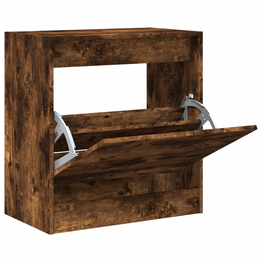 Schoenenkast 60X34X63,5 Cm Bewerkt Hout Kleurig Gerookt Eiken 60 x 34 x 63.5 cm