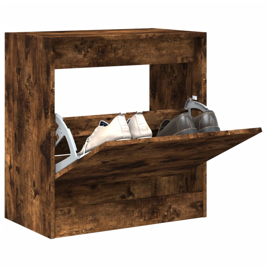 Schoenenkast 60X34X63,5 Cm Bewerkt Hout Kleurig Gerookt Eiken 60 x 34 x 63.5 cm
