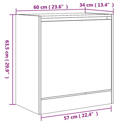 Schoenenkast 60X34X63,5 Cm Bewerkt Hout Eikenkleur Grijs Sonoma 60 x 34 x 63.5 cm