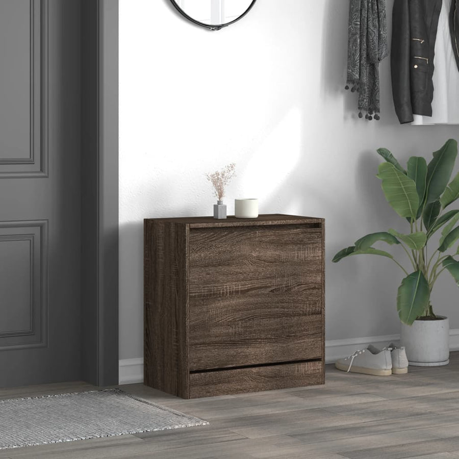 Schoenenkast 60X34X63,5 Cm Bewerkt Hout Bruineikenkleurig Bruin Eikenkleur 60 x 34 x 63.5 cm