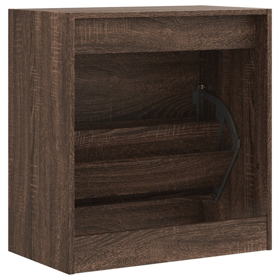 Schoenenkast 60X34X63,5 Cm Bewerkt Hout Bruineikenkleurig Bruin Eikenkleur 60 x 34 x 63.5 cm