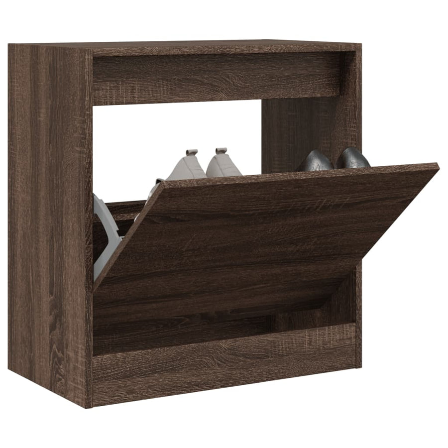 Schoenenkast 60X34X63,5 Cm Bewerkt Hout Bruineikenkleurig Bruin Eikenkleur 60 x 34 x 63.5 cm