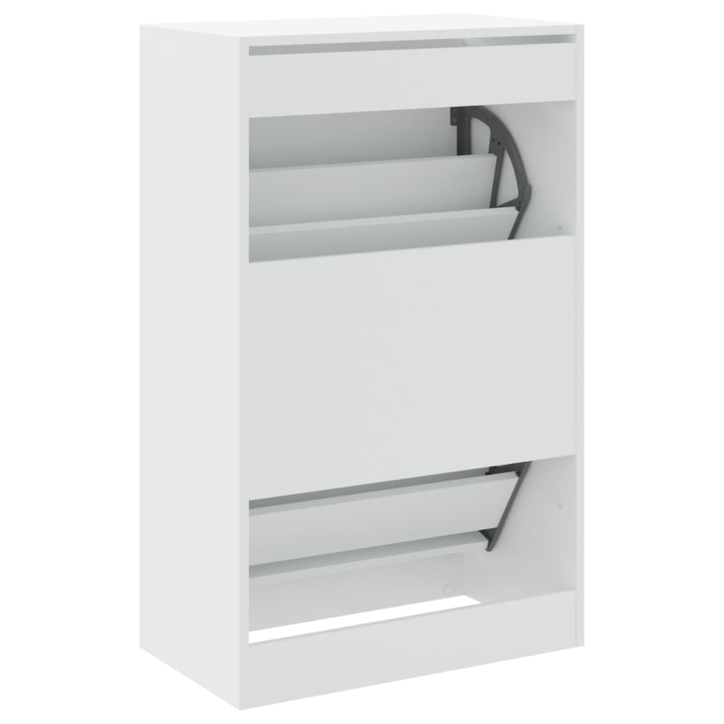 Schoenenkast 60X34X96,5 Cm Bewerkt Hout Wit 60 x 34 x 96.5 cm