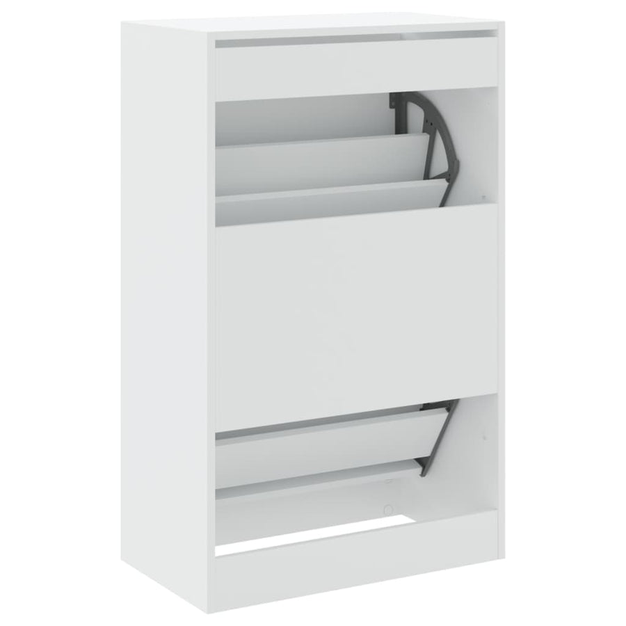 Schoenenkast 60X34X96,5 Cm Bewerkt Hout Wit 60 x 34 x 96.5 cm
