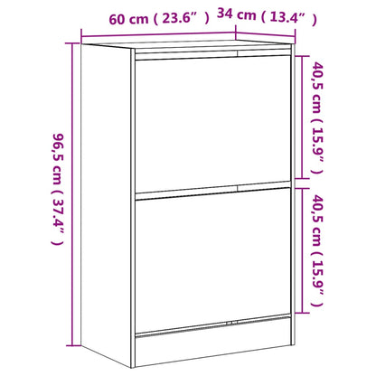 Schoenenkast 60X34X96,5 Cm Bewerkt Hout Wit 60 x 34 x 96.5 cm