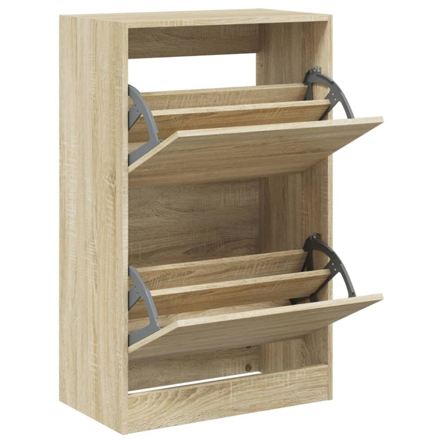 Schoenenkast 60X34X96,5 Cm Bewerkt Hout Kleurig Sonoma Eiken 60 x 34 x 96.5 cm